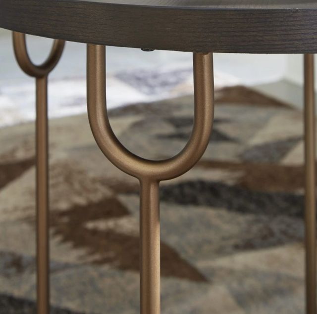Signature Design by Ashley® Brazburn Dark Brown End Table with Metal Gold Legs-3