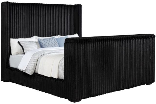 Coaster® Centergrove Black Eastern King Upholstered Wingback Sleigh Bed-1