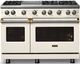 Viking® 5 Series 48" Pure White Pro Style Gas (LP) Range with Brushed Brass Trim-4