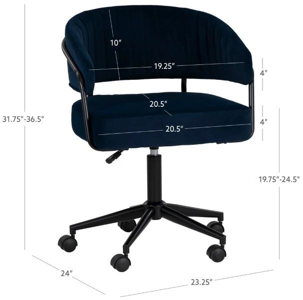 Linon Portland Navy Office Chair-2