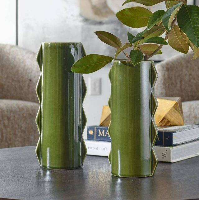 Uttermost® Meander 2-Piece Green Ceramic Outdoor Vase Set-1