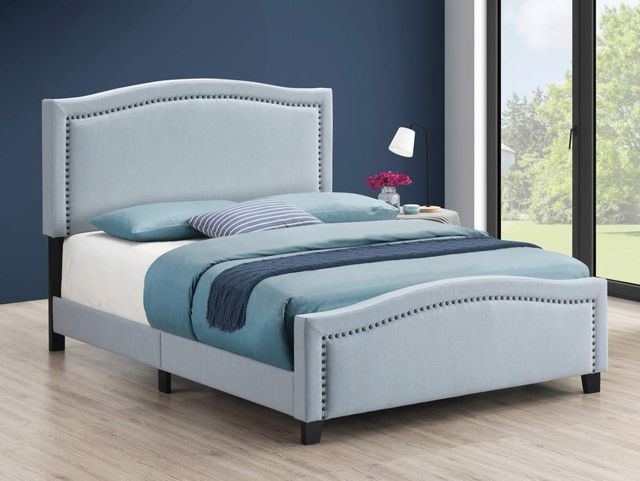 Coaster® Hamden Delft Blue Queen Upholstered Panel Bed-1