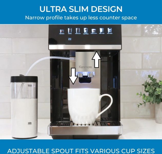 Kenmore® Black Super Automatic Espresso Machine With Cream System Milk Frother & Grinder -4