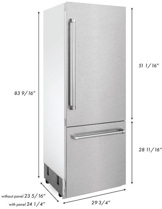 ZLINE 30 in. 16.1 Cu. Ft. Satin Stainless Steel Built In Bottom