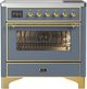 Ilve® Majestic III 36" Blue Gray Pro Style Induction Range with Triple Glass Door and Brass Trim-0