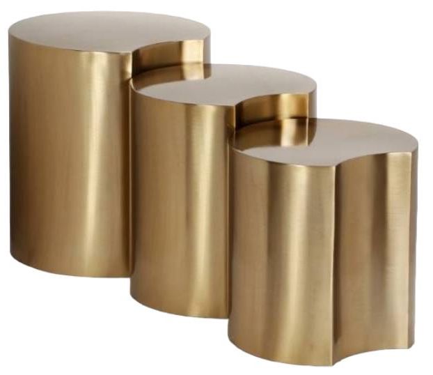 Meridian Furniture Dimple 3-Piece Gold Modular Nesting End Table Set-0