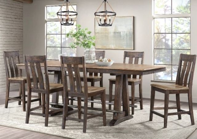 Intercon Transitions Driftwood Counter Trestle Table with Sable Base-1