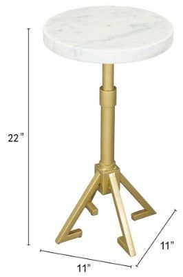Zuo® Modern Maurice White Side Table with Gold Base-2
