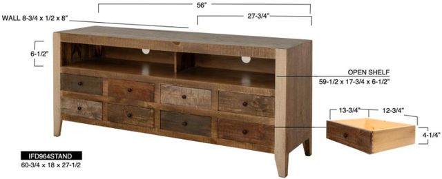 International Furniture Direct Antique Brown TV Stand-2