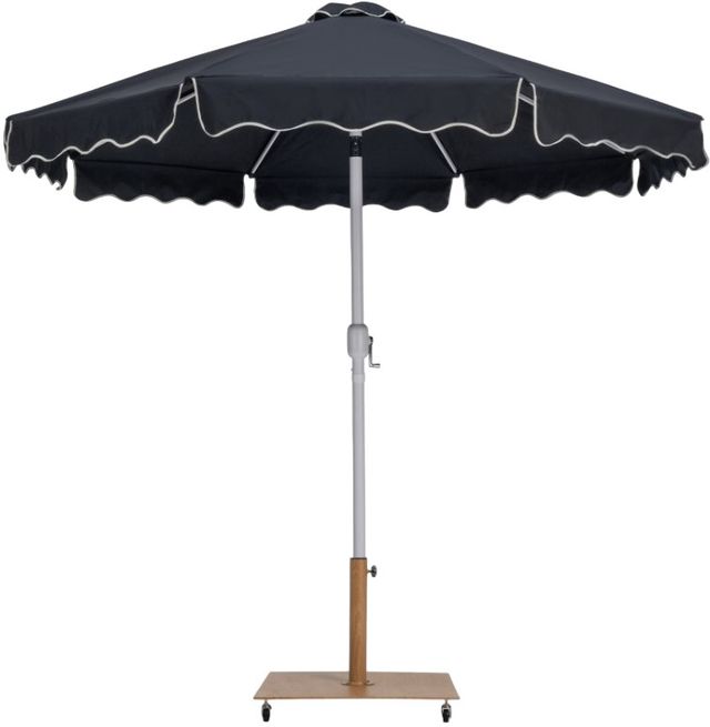 Meridian Furniture Amalfi Black/White/Teak Aluminum Outdoor Patio Umbrella and Base-0