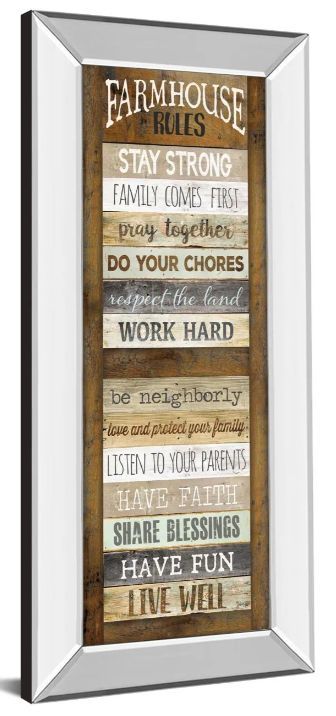 Classy Art Farmhouse Rules Shutter by Marla Rae Mirror Framed Wall Art-1