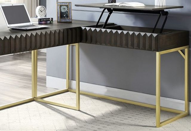 Furniture of America® Freiburg Walnut Corner Desk-1