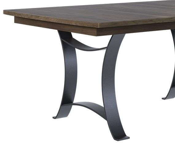 Country View Woodworking Customizable Aurora Hickory Top Dining Table with 4-Leaves and Brown Maple Base-1