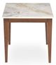 Michael Amini® Balboa White Marble End Table with Warm Walnut Legs-3