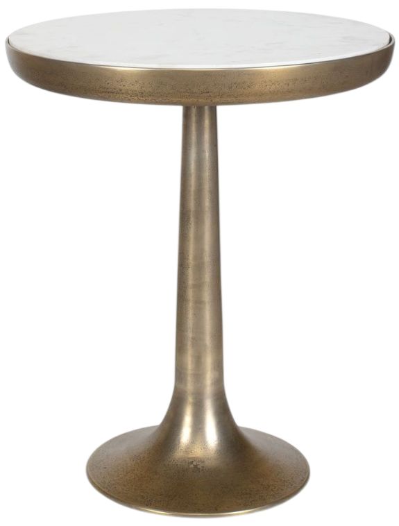 Uttermost® Gianno Antique Brass/White Round Marble Side Table-0