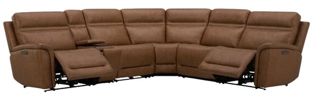 Liberty Furniture Cooper 6-Piece Camel Leather Power Reclining Curved Sectional-1