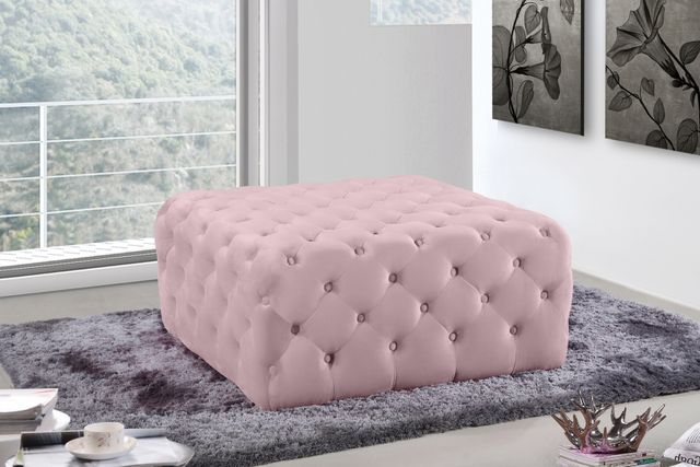 Meridian Furniture Ariel Pink Velvet Ottoman-1
