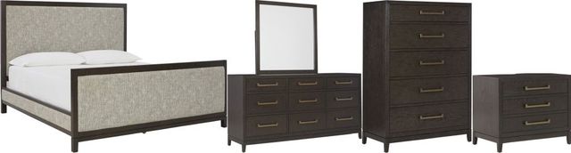 Signature Design by Ashley® Burkhaus 5-Piece Brown California King Upholstered Bed Set-0