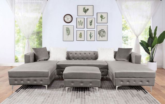 Furniture of America® Ciabattoni 3-Piece Gray U-Shape Sectional-1