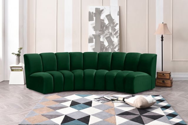 Meridian Furniture Infinity 3-Piece Green Velvet Modular Sectional-1