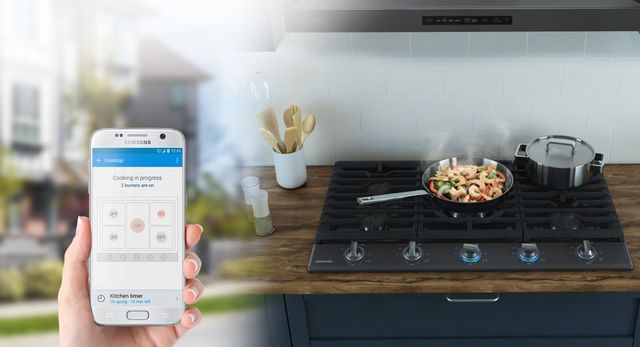 Samsung 36" Fingerprint Resistant Black Stainless Steel Gas Cooktop with Griddle-4