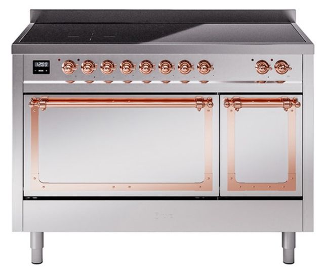 Ilve® Nostalgie II Noblesse 48'' Stainless Steel Pro Style Induction Range with Copper Trim-0