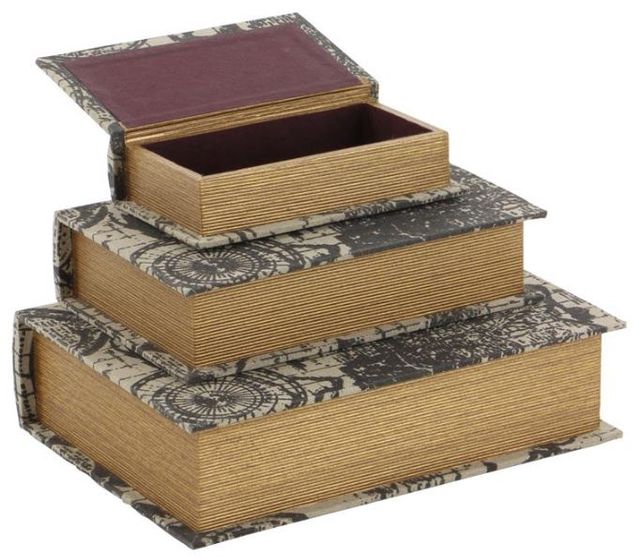 Deco Marche 3-Piece Multi-Colored Book Box with Varying Patterns Set-1