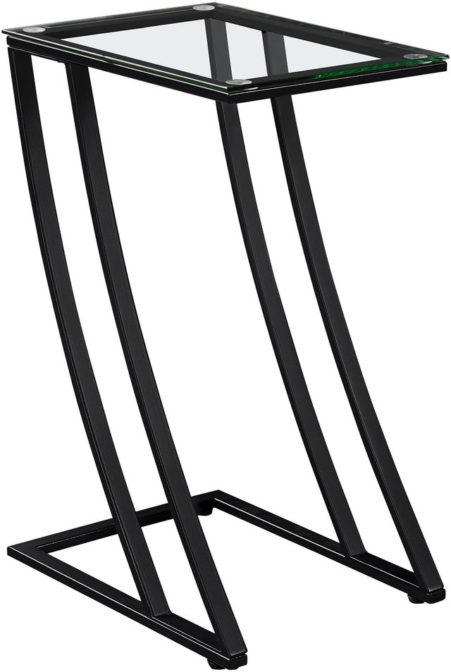Monarch Specialties Inc. Tempered Glass Top Accent Table with Z-Shaped Black Metal Base -0