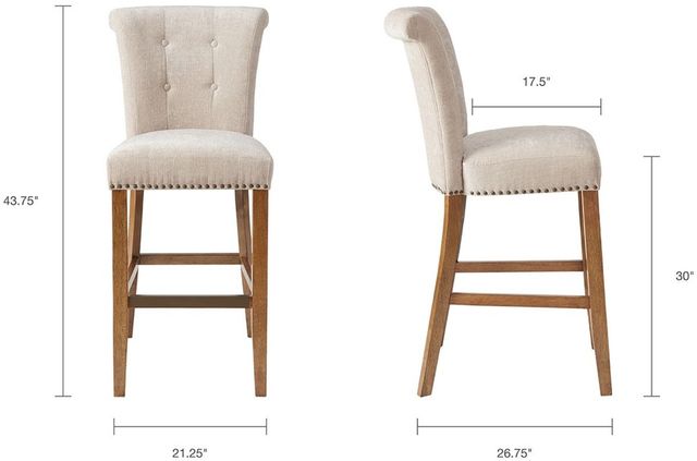Olliix by Madison Park Cream Colfax 30-Inch Bar Stool-1