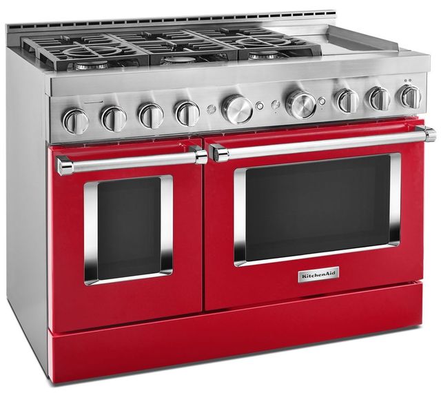 KitchenAid® 48" Passion Red Smart Pro Style Gas Range with Griddle-1