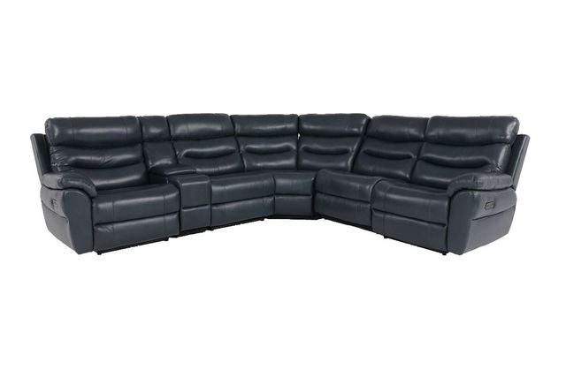 ITEM #: 75740  Wave 6-Piece Navy Leather Power Reclining Sectional with Headrest-0