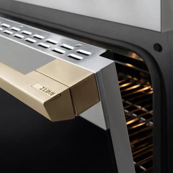 ZLINE Marino 30" Stainless Steel Pro Style Dual Fuel Range with Champagne Bronze Accents-4