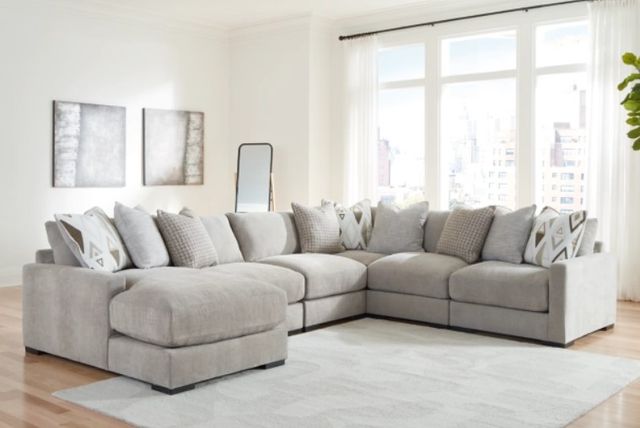 Benchcraft® Aslan Court 6-Piece Pebble Left-Arm Facing Sectional and Chaise-1