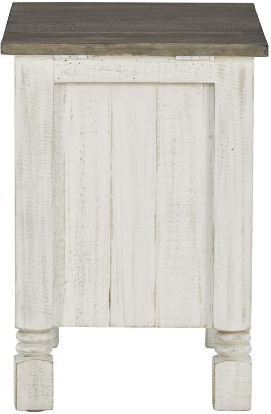 Signature Design by Ashley® Havalance Gray Chairside End Table with Distressed Vintage White Base-3