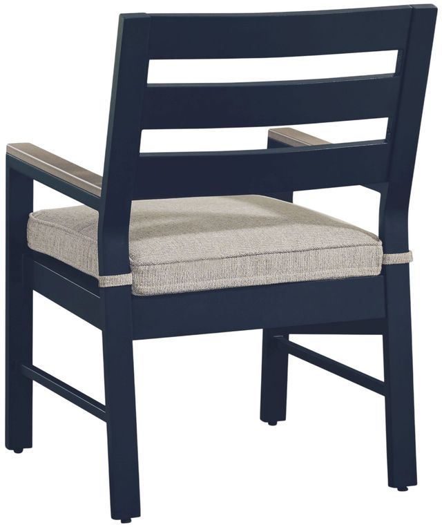 Signature Design by Ashley® Mabry Shores 2-Piece Driftwood/Navy Blue Aluminum/Fabric Outdoor Dining Arm Chair-4