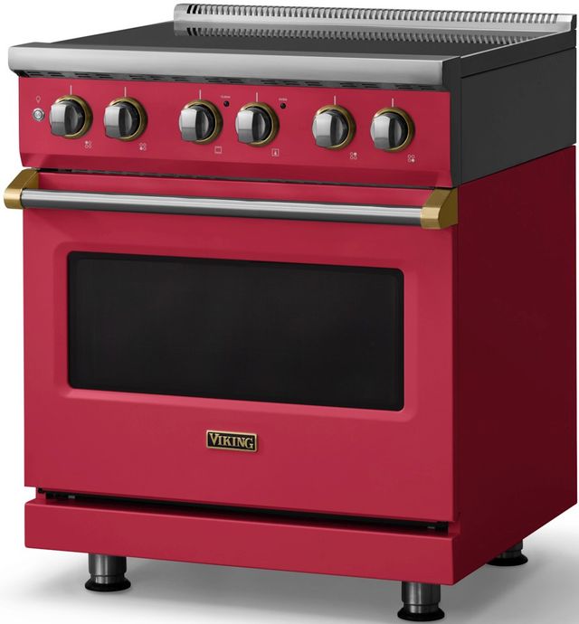 Viking® 5 Series 30" Valentine Pro Style Induction Range with Brushed Brass Trim-3