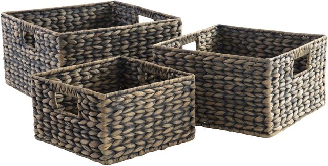 Signature Design by Ashley® Elian 3-Piece Antique Gray Basket Set-1