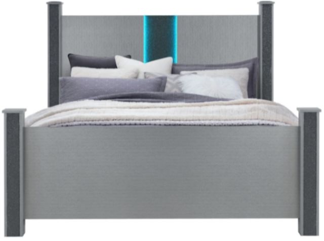 Global Furniture USA Logan Siver King Bed with LED and Speakers-3