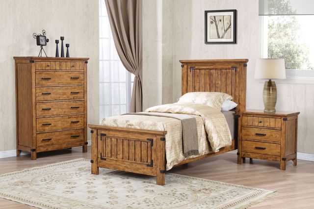 Coaster® Brenner 4-Piece Rustic Honey Full Panel Bedroom Set-0