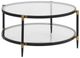 Uttermost® Chadid Glass Top Coffee Table with Black Frame and Gold Accents-0