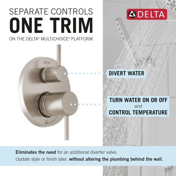 Delta Modern 14S Spotshield Brushed Nickel Single Handle Lever Less Head Shower Trim and Hand Shower-1