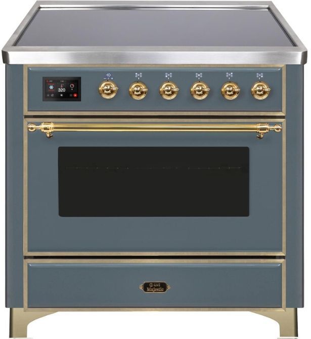Ilve® Majestic II 36" Blue Gray Pro Style Induction Range-0
