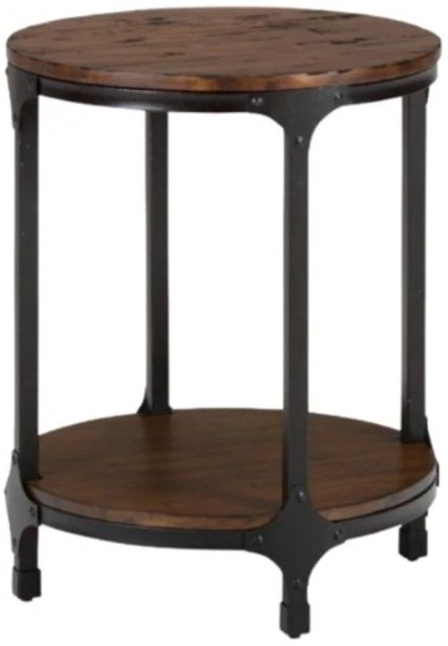 Jofran Inc. Urban Nature Black/Brown Round Chairside Table-2
