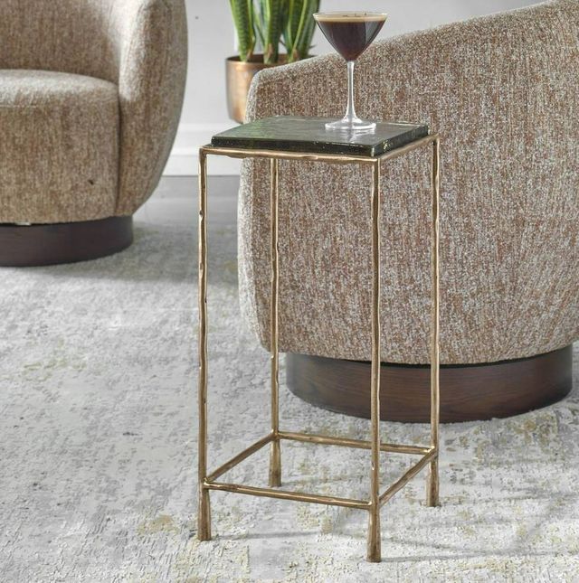 Uttermost® Ovard Glass Top Accent Table with Antique Gold Frame-1