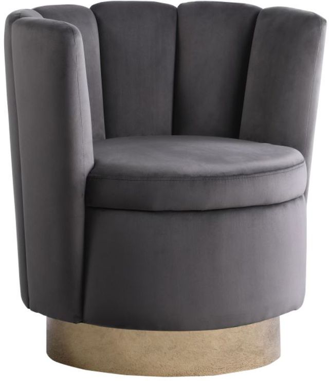 Coaster® Grey/Gold Channeled Tufted Swivel Chair-0