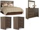 Signature Design by Ashley® Juararo 5-Piece Dark Brown King/California King Panel Headboard Bed Set-0
