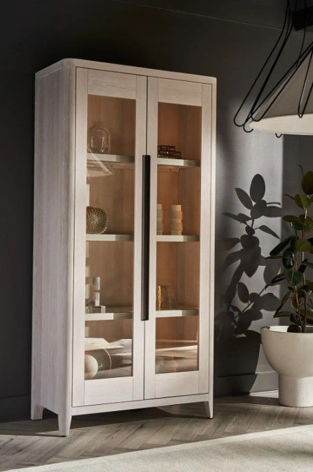 Universal Explore Home™ New Modern Zella White Oak Display Cabinet-1
