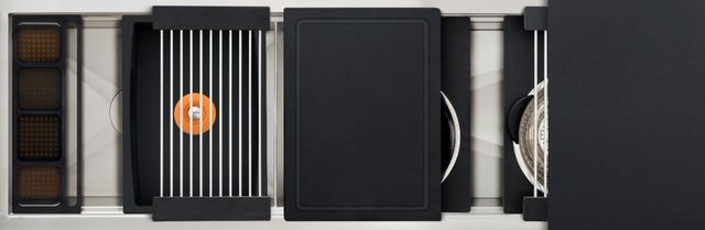 The Galley® Graphite Wood Composite / Graphite Resin+ Ideal Work&WashStation™ 5D with Five Tool Culinary Kit and Four Tool Wash Kit-0