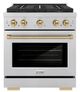 ZLINE Autograph Edition Paramount 30" 4.2 Cu. Ft. Satin Stainless Steel Gas Range with 4 Burner DuoPro™ Cooktop and Convection Gas Oven with Champagne Bronze Accents-0