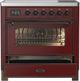 Ilve® Majestic III 36" Burgundy Pro Style Induction Range with Triple Glass Door and Burnished Trim-3